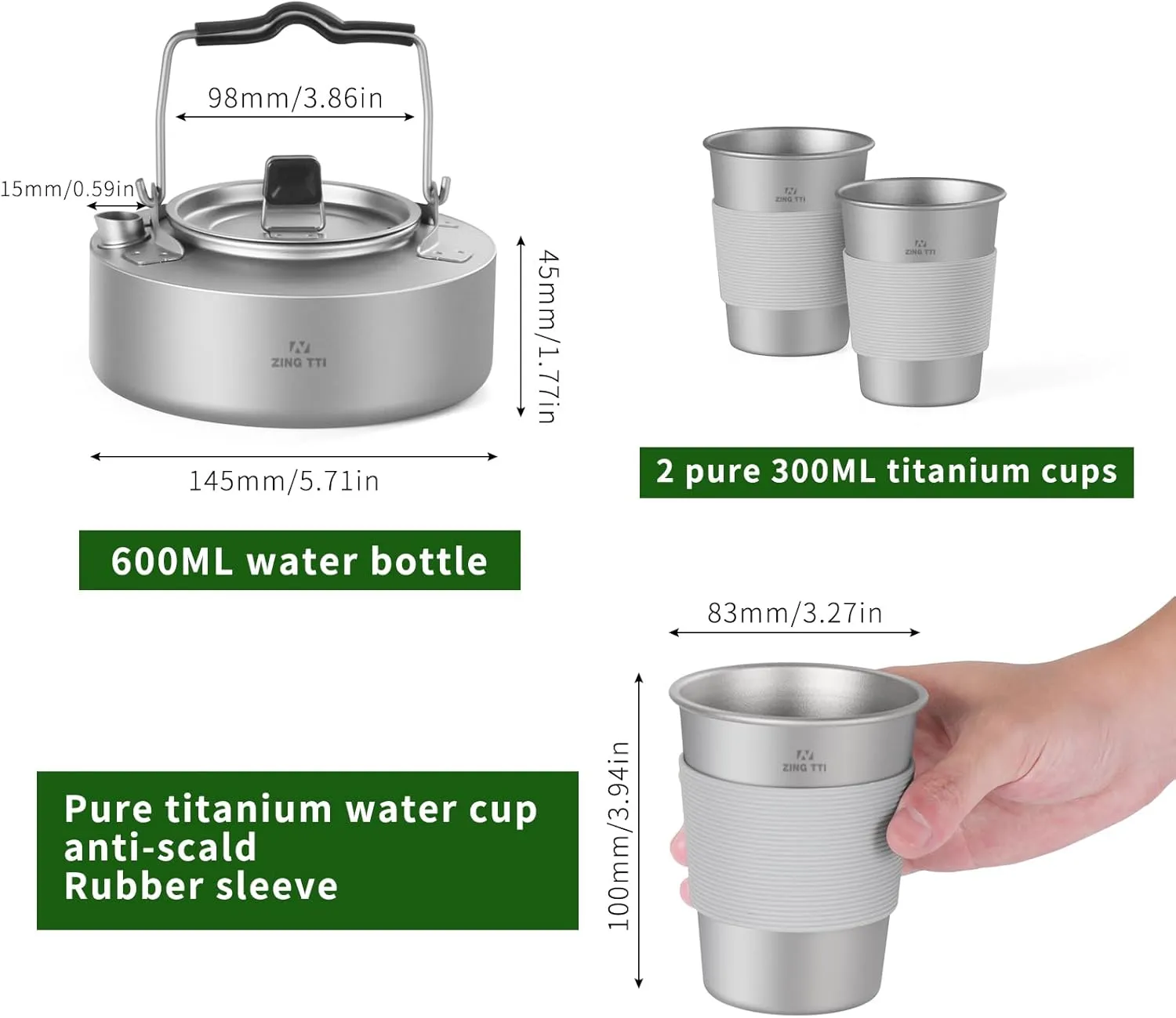 Titanium Pot Set, Camping Cooking Utensil Set