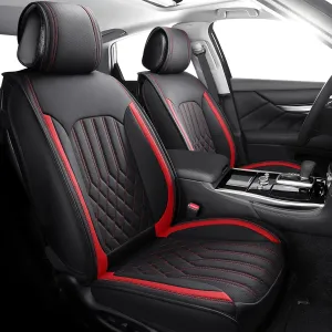 Tomatoman Car Seat Covers Compatible with Infiniti Q70L Airbag Safety Waterproof Dustproof Leather Protectors Universal Fit(2PCS Front/Black Red)