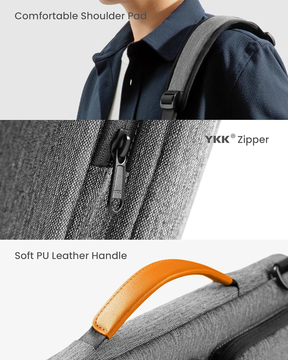 tomtoc 360° Protective Laptop Shoulder Bag for 15.6 Inch Laptop, Fit Acer Aspire 3/5/7, Dell Inspiron/XPS, ASUS ROG/TUF, Lenovo ThinkPad L/E/T/P/V, Waterproof Accessory Case
