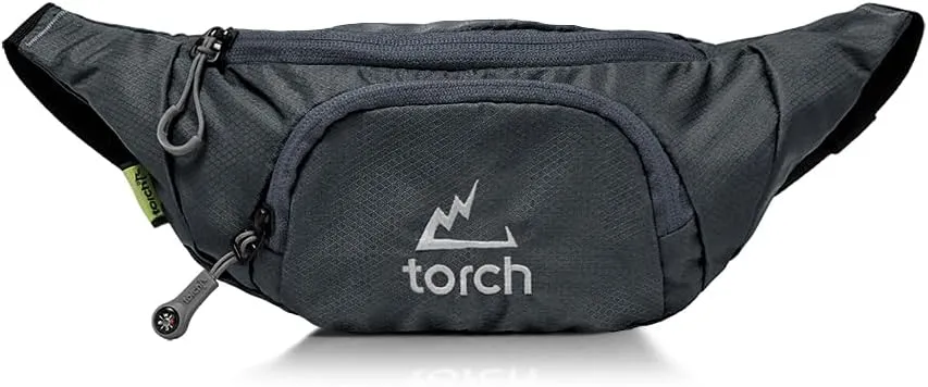 TORCH Belt Bag for Men - Fanny Pack Men Women with Compass Survival, Small Lightweight Hip Pack for Gym, Running, Hiking, Biking, Dog Walking - Vallejo (Grey)