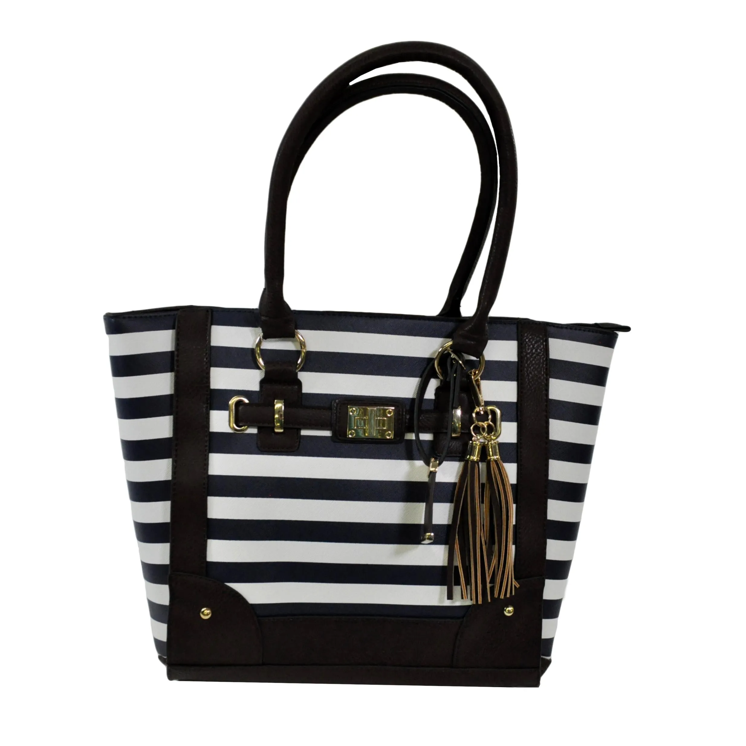 Tote Style Purse W-holsters - Navy Stripe