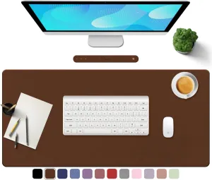 TOWWI PU Leather Desk Pad with Suede Base, Multi-Color Non-Slip Mouse Pad, 39” x 20” Waterproof Desk Writing Mat, Large Desk Blotter Protector (Brown)