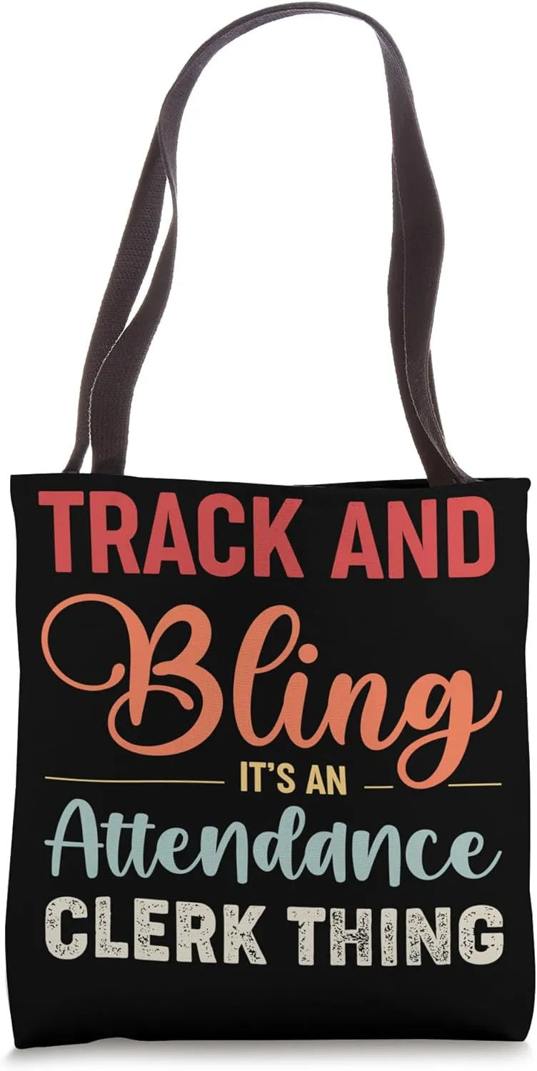 Track and Bling Attendance Clerk Funny Retro Style Tote Bag