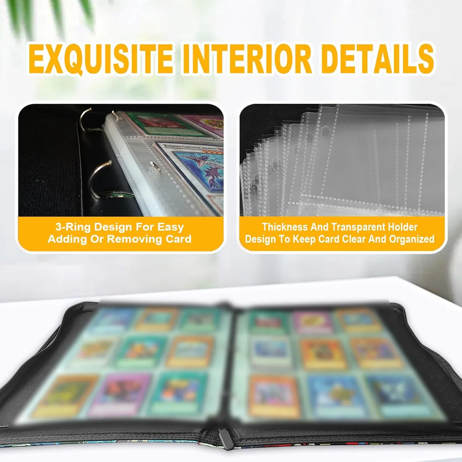 Trading ygo Card Binder Fits 900 Cards Card Collector Album Holder,with 50 Removable Sleeves Toys Gifts for Boys Girls