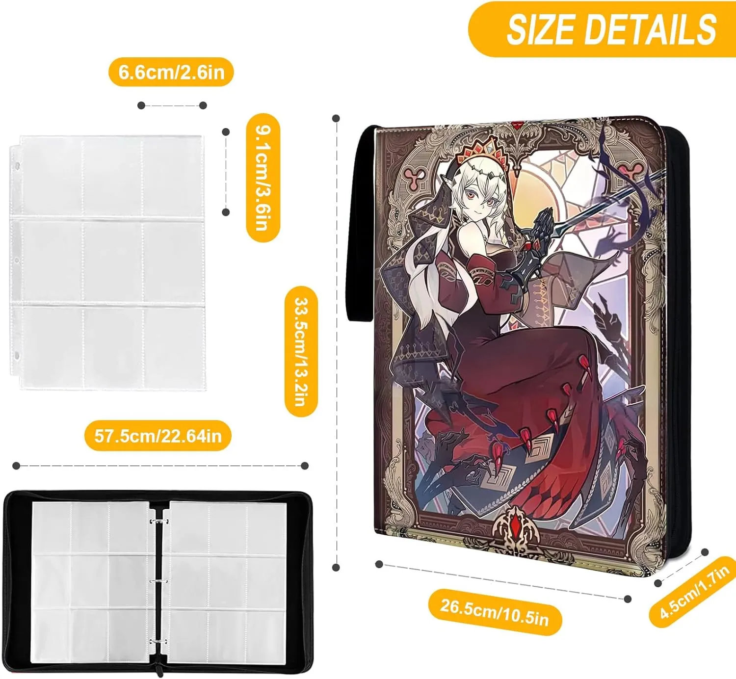 Trading ygo Card Binder Fits 900 Cards Card Collector Album Holder,with 50 Removable Sleeves Toys Gifts for Boys Girls