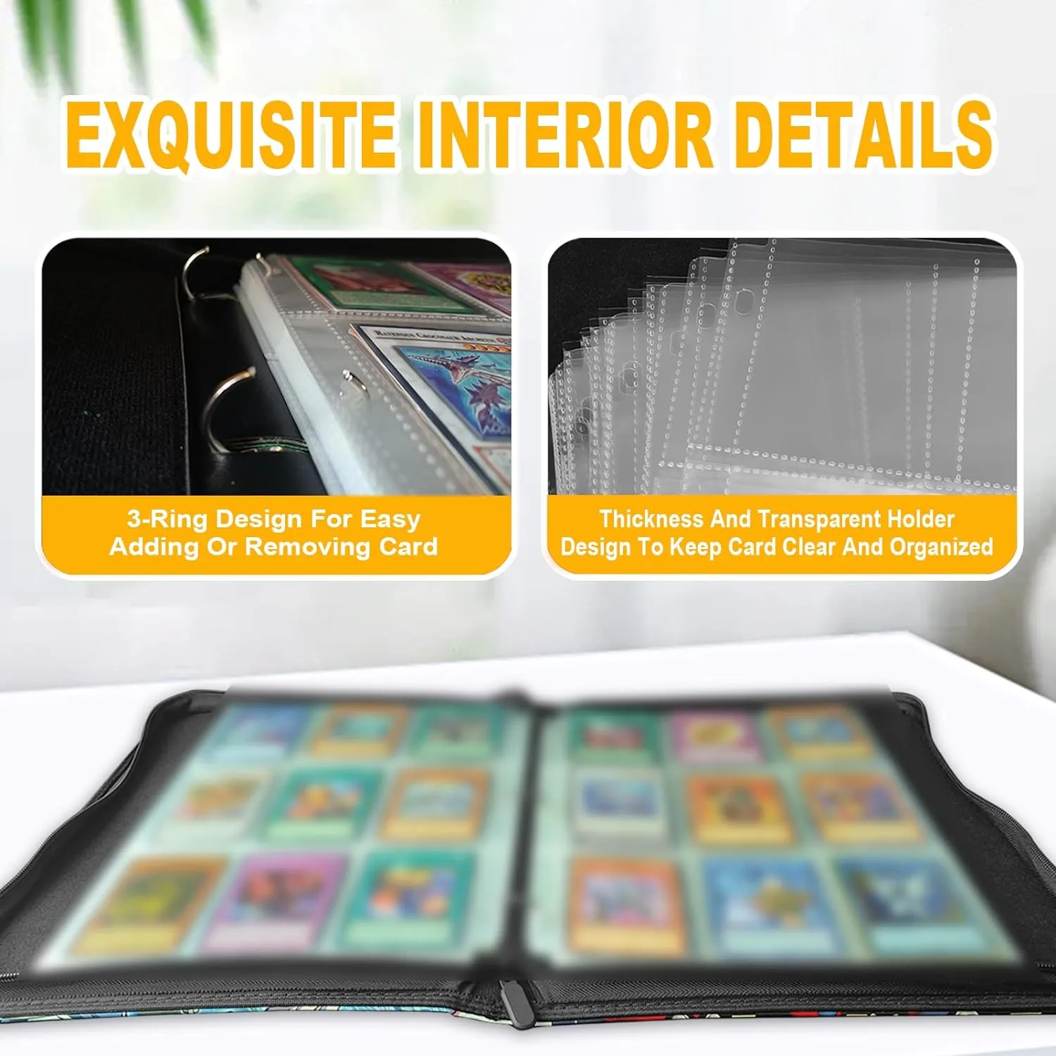Trading YGO Card Binder Fits 900 Cards Card Collector Album Holder,with 50 Removable Sleeves Toys Gifts for Boys Girls