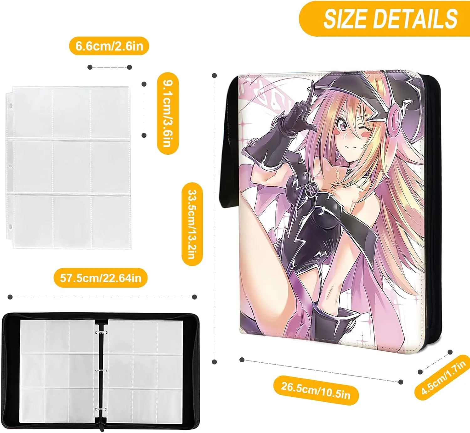 Trading YGO Card Binder Fits 900 Cards Card Collector Album Holder,with 50 Removable Sleeves Toys Gifts for Boys Girls