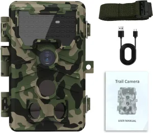 Trail Camera, 24MP 1080p Hunting Camera with Night Vision, IP66 Waterproof Game Cameras, 0.1s Trigger Motion Activated, 120°Wide Angle Deer Cameras No Glow LEDs for Outdoor Wildlife Monitoring