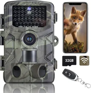 Trail Camera WiFi, 24MP 1080P Game Camera with Night Vision Motion Activated Waterproof, 0.2S Trigger Speed, 850nm Low Glow for Backyard Security Wildlife Monitoring Hunting
