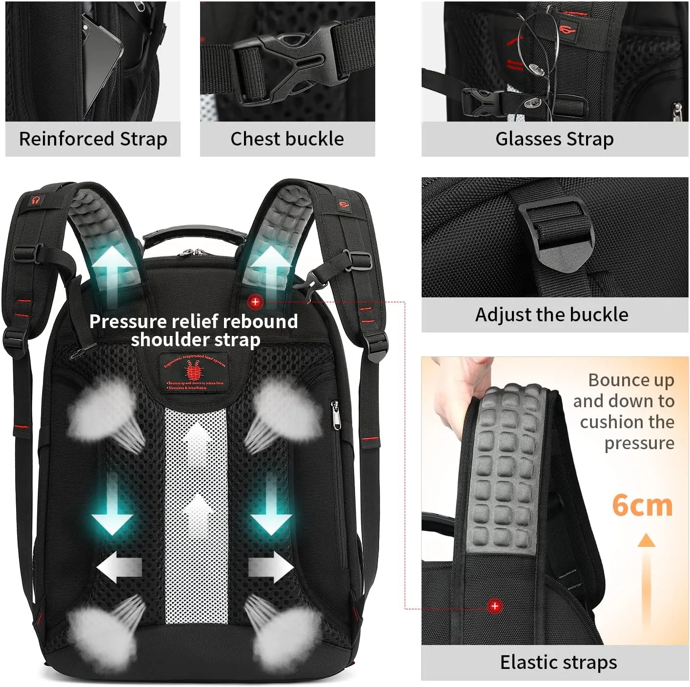 Travel Backpack 17.3 Inch, Business Anti-Theft Laptop Bag with USB Charging Port, Waterproof