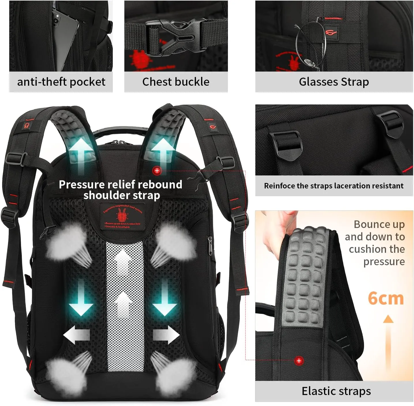Travel Backpack 17.3 Inch, Business Anti-Theft Laptop Bag with USB Charging Port, Waterproof