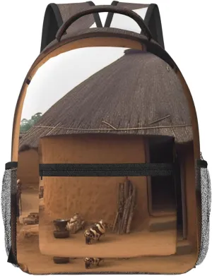 Travel Backpack for Women Carry on Backpack Traditional housing in ghana Lightweight Laptop Backpack for Men