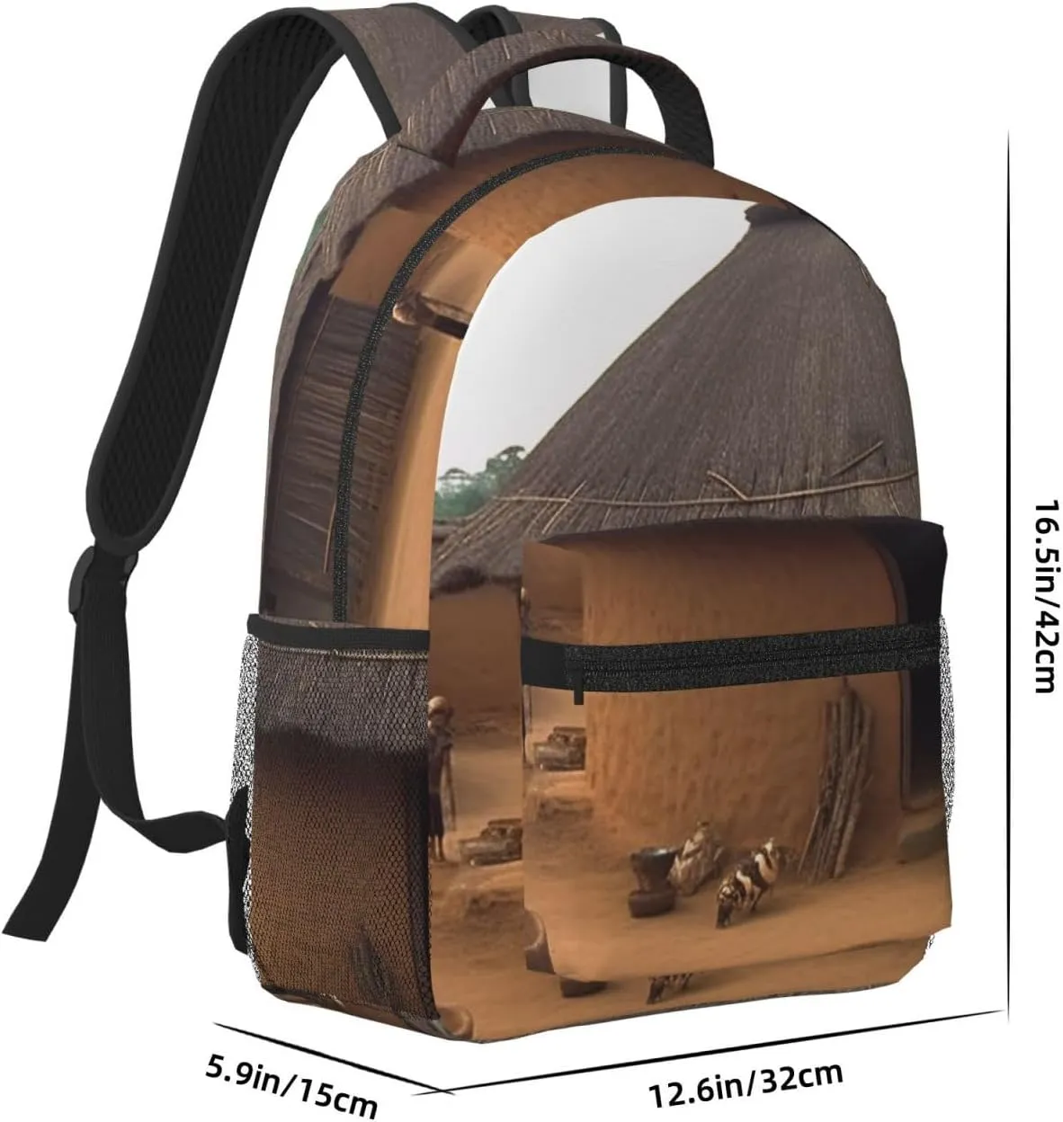 Travel Backpack for Women Carry on Backpack Traditional housing in ghana Lightweight Laptop Backpack for Men