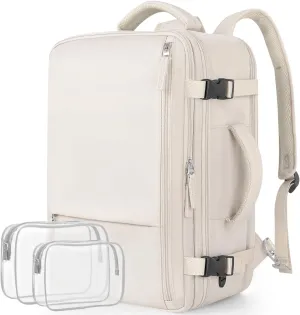 Travel Backpack for Women, Large Carry On Backpack for Travel, Waterproof Backpack Personal Item, Backpack for Women, laptop backpack 17.3 inch, College Bag Casual Daypack, Beige