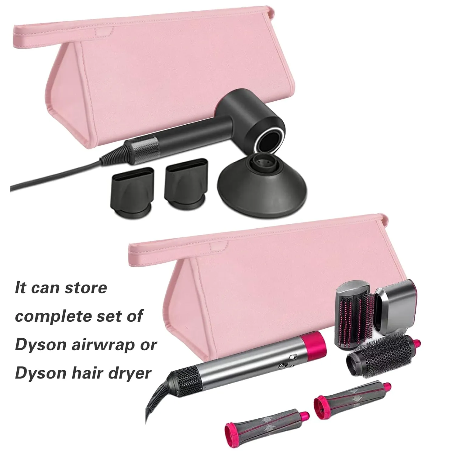 Travel Case for Dyson Airwrap Styler/Shark Flexstyle, Portable Carrying Case for Dyson Supersonic Hair Dryer, Waterproof Anti-scratch Dustproof Shockproof Protection Organizer Travel Storage Bag(Pink)