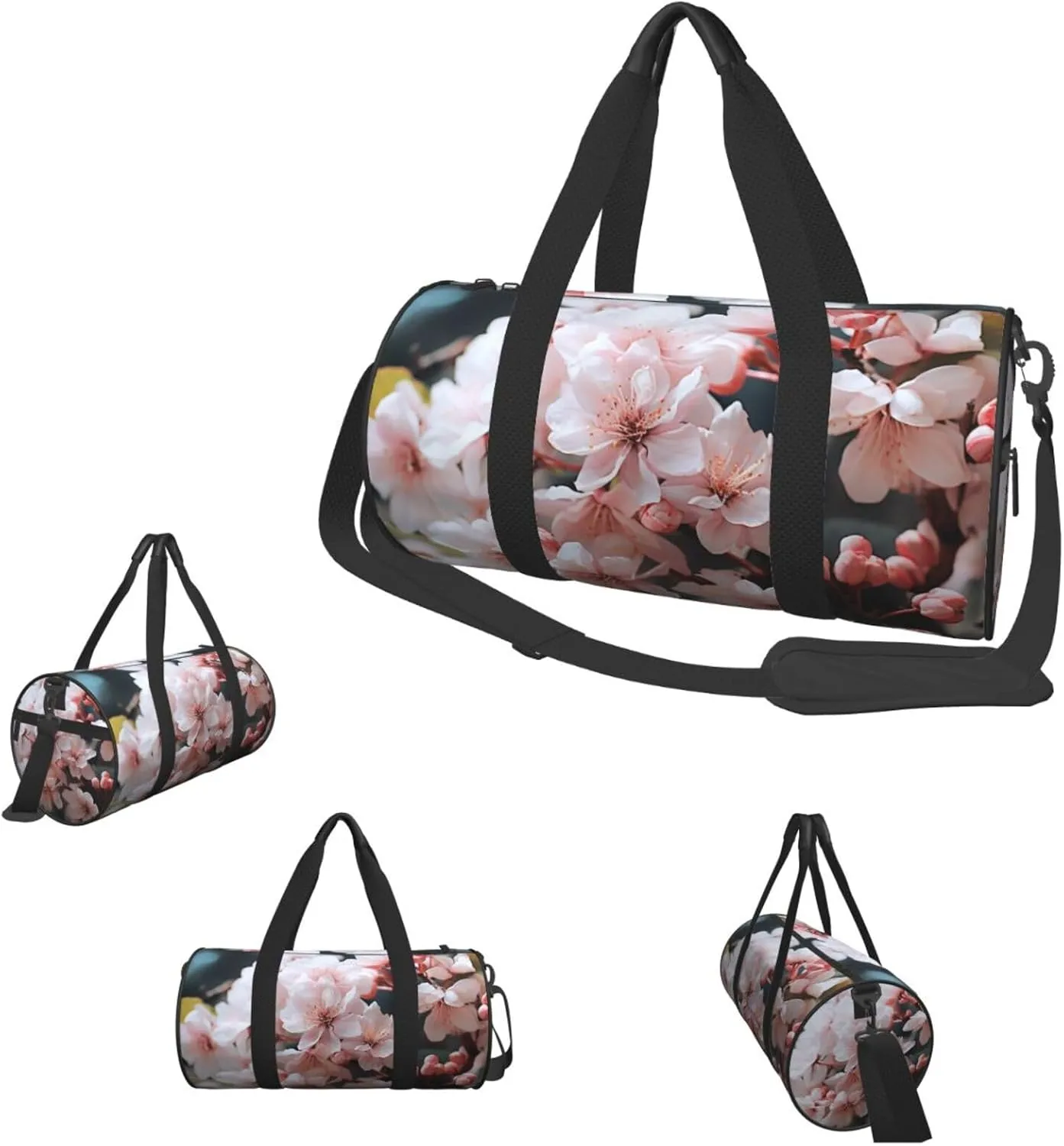 Travel Duffle Bag Weekender Bags for Men Women with Shoe Compartment Large Capacity Weekender Overnight Bag White Flowers Carry On Tote Bags Sport Gym Bag for Travel Yoga