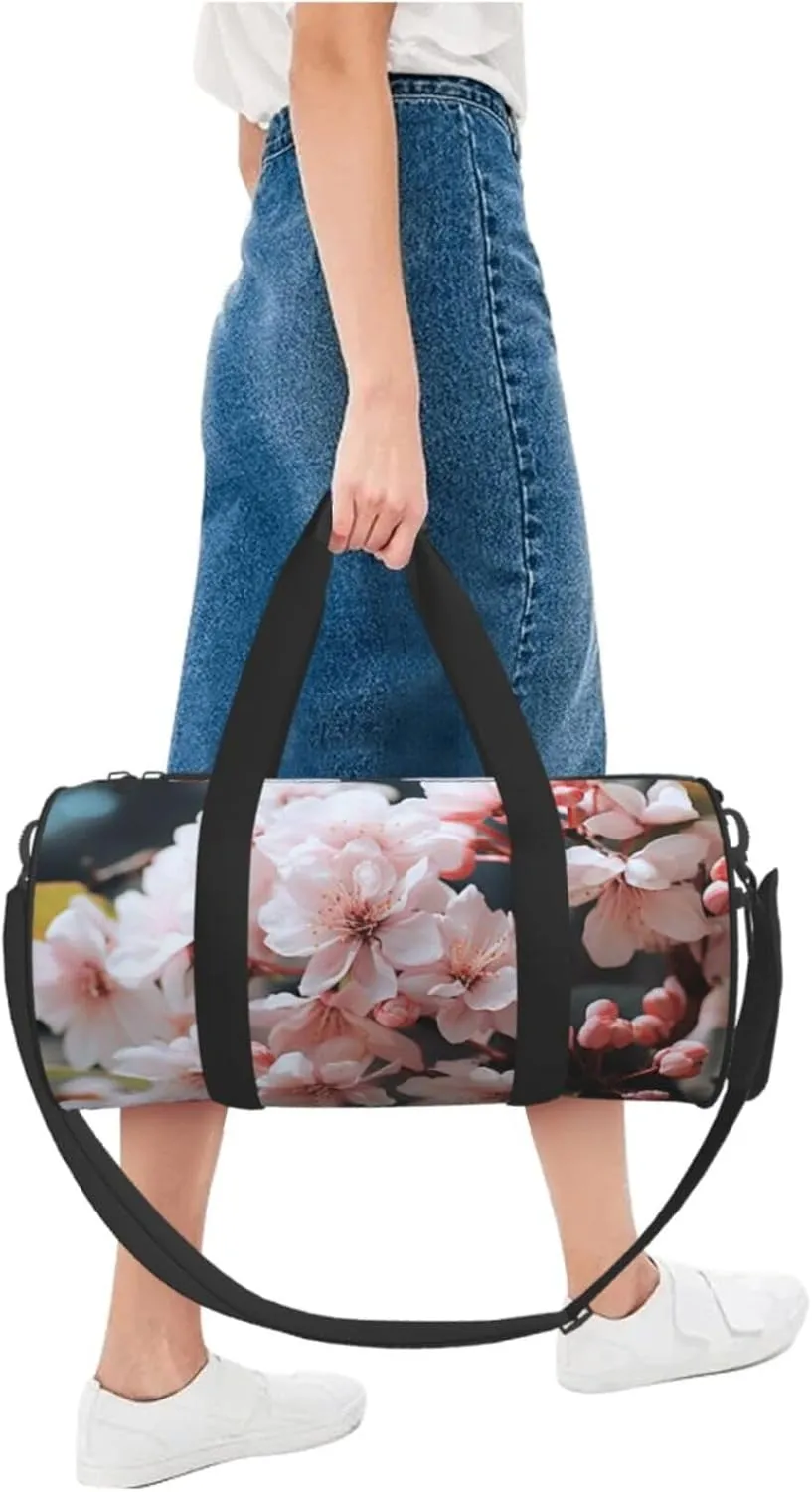 Travel Duffle Bag Weekender Bags for Men Women with Shoe Compartment Large Capacity Weekender Overnight Bag White Flowers Carry On Tote Bags Sport Gym Bag for Travel Yoga