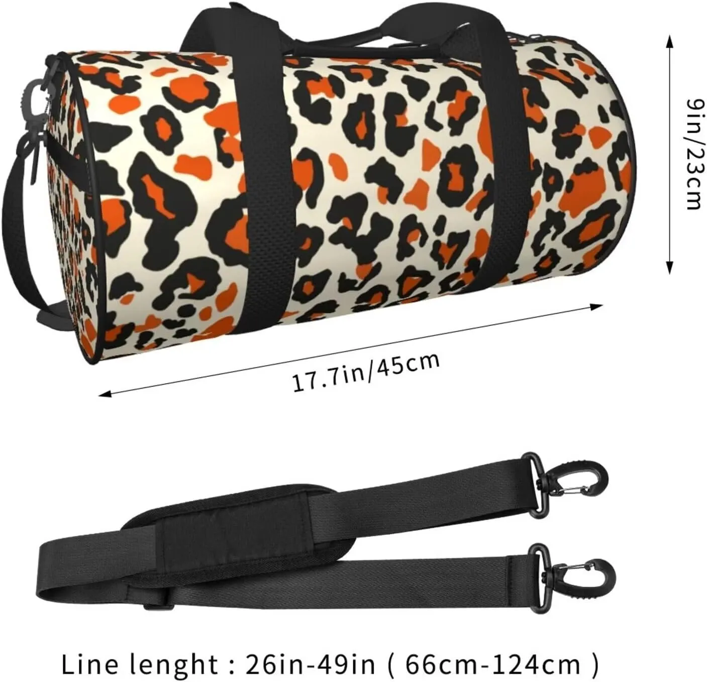 Travel Duffle Bags Leopard Weekender Bag Nylon Duffle Bag for Women Men Orange Cheetah Animal Fur Pattern Overnight Bag for Business Trip Gym Sport