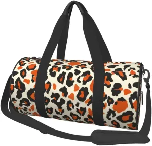 Travel Duffle Bags Leopard Weekender Bag Nylon Duffle Bag for Women Men Orange Cheetah Animal Fur Pattern Overnight Bag for Business Trip Gym Sport