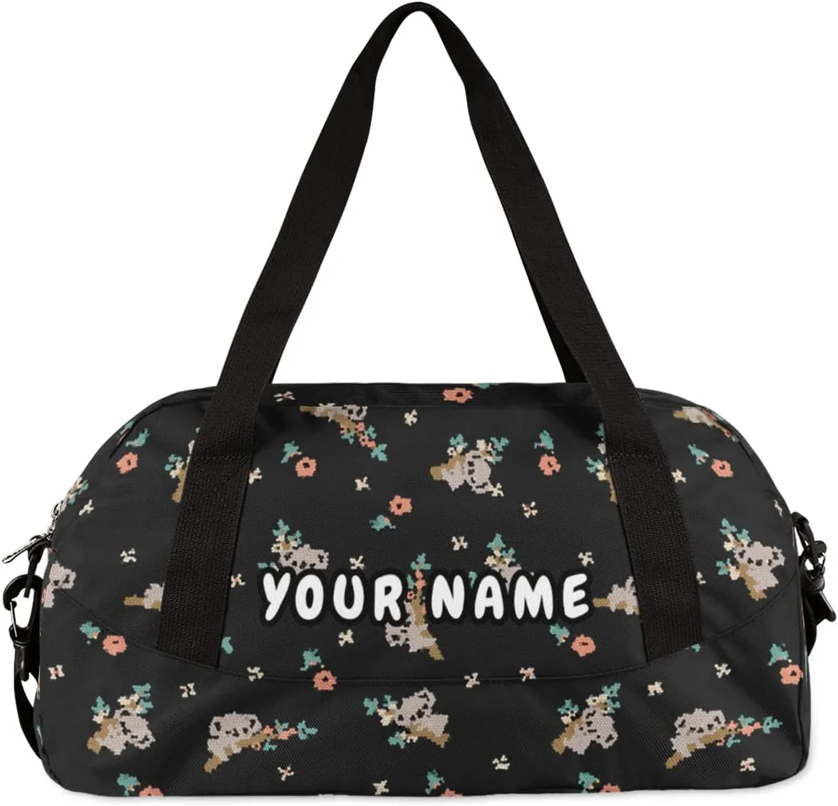 Tree Koala Flowers Personalized Kids Duffel Bag for Girls Boys, Koala Customized Name Dance Bag Overnight Small Duffel Bag Carry On Weekend Sports Gym Travel Bag for School Practice Gymnastics Ballet