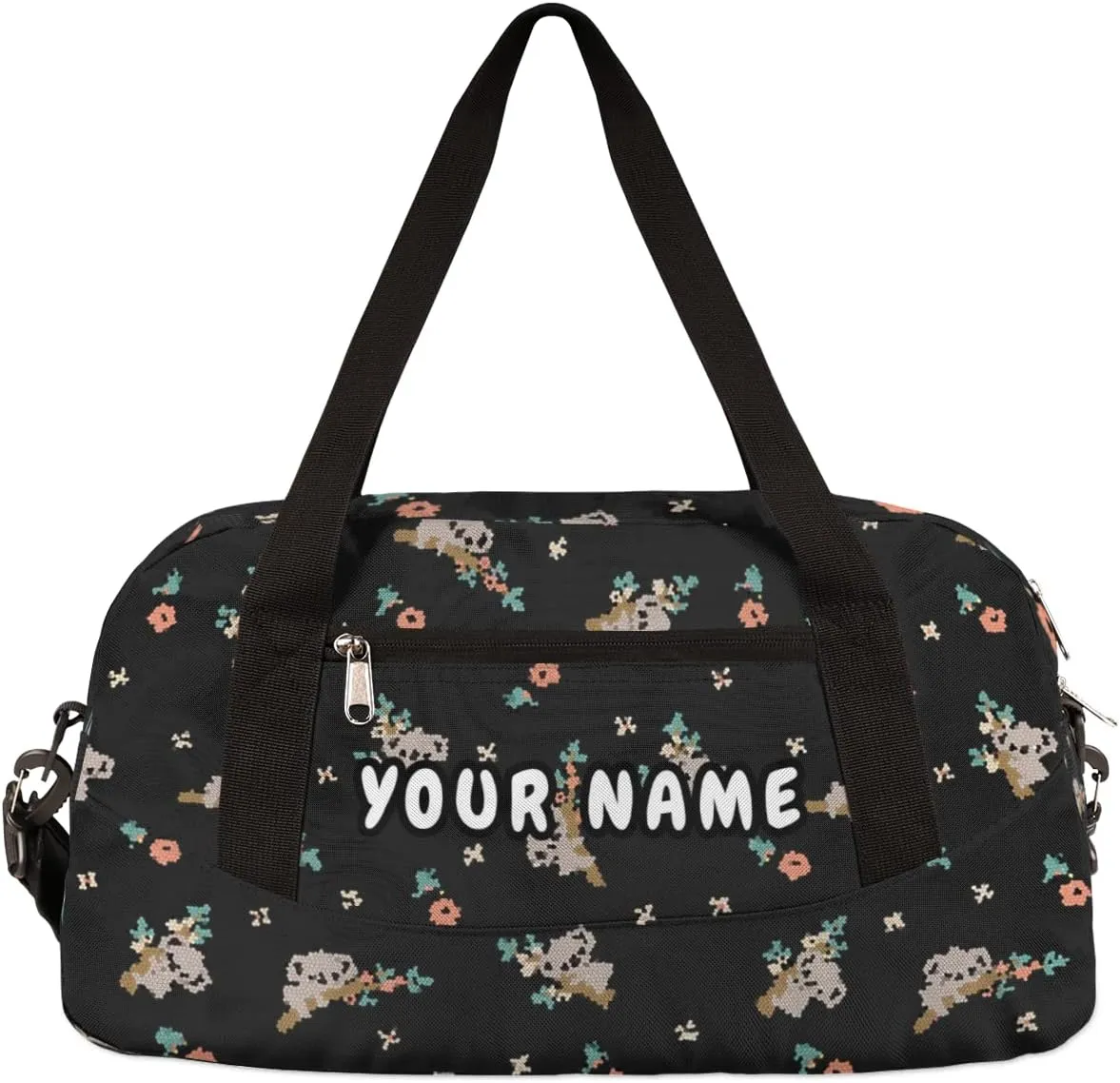 Tree Koala Flowers Personalized Kids Duffel Bag for Girls Boys, Koala Customized Name Dance Bag Overnight Small Duffel Bag Carry On Weekend Sports Gym Travel Bag for School Practice Gymnastics Ballet