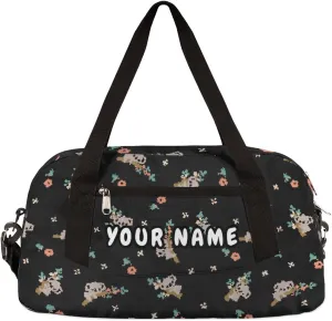 Tree Koala Flowers Personalized Kids Duffel Bag for Girls Boys, Koala Customized Name Dance Bag Overnight Small Duffel Bag Carry On Weekend Sports Gym Travel Bag for School Practice Gymnastics Ballet