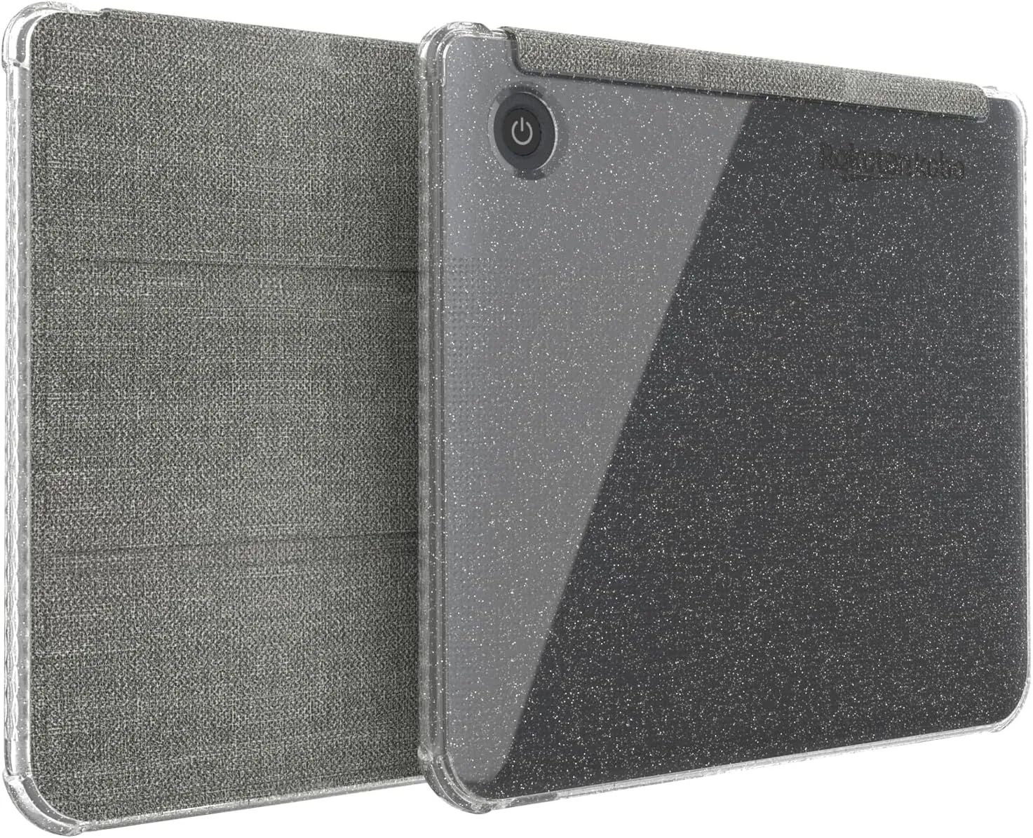 TUDIA SKN FLIP Designed for Kobo Libra Colour Case (2024) - [Auto Wake/Sleep Technology] Shockproof Slim Transparent TPU Back with Trifold Leather eReader Cover - Glitter Grey