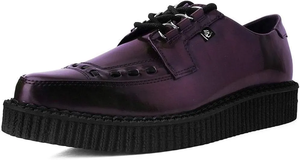 T.U.K Anarchic Creeper Shoes for Women and Men | Pointed Toe Lace-Up with D-Ring Fastening | Low Platform Footwear | Foam Padded Insole & Twill Lining