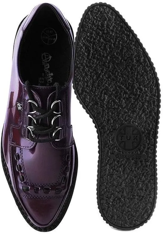 T.U.K Anarchic Creeper Shoes for Women and Men | Pointed Toe Lace-Up with D-Ring Fastening | Low Platform Footwear | Foam Padded Insole & Twill Lining