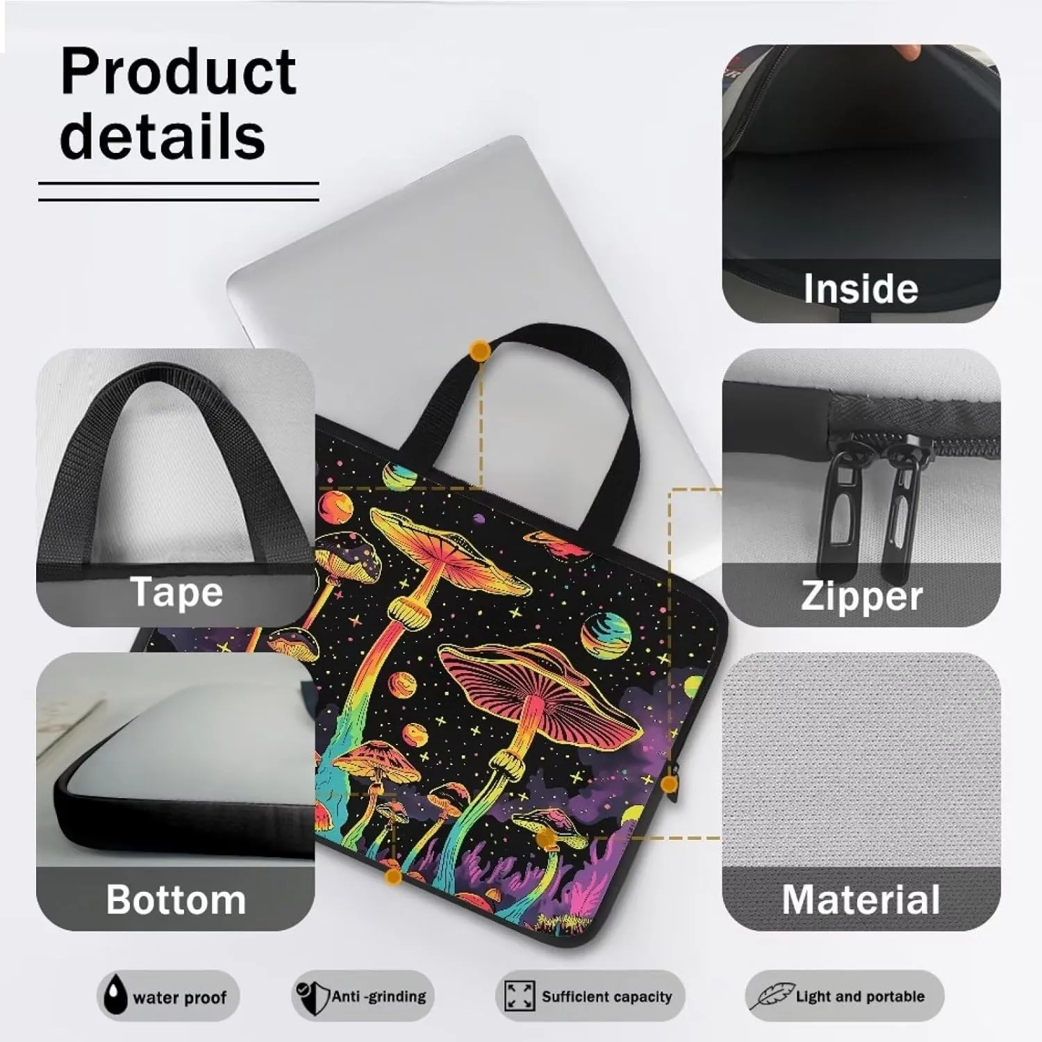 Uasibuni Waterproof Laptop Tote Bag Messenger Bag Case Sleeve for 12 In 13In 15In 17In Laptop Bag