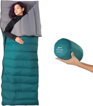 Ultra Compact Down Sleeping Bag - 3 Season, Lightweight, 700 Fill Power, Packable for Adults, Double, Backpacking, Camping, Hiking, Family - With Stuff Sack