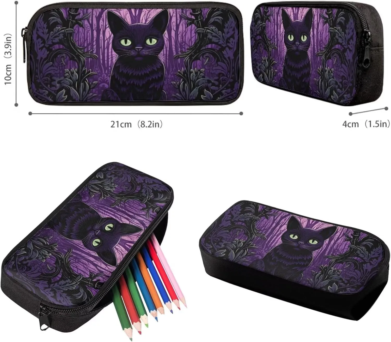 Upetstory Black Cat Backpack Purse for Girls 6-8 10-12 14-16 Kids School Bag Set with Lunch Box Pencil Case Teen Girls Schoolbag Children Elementary Preschool Kindergartener Bookbag Rucksack Daypack
