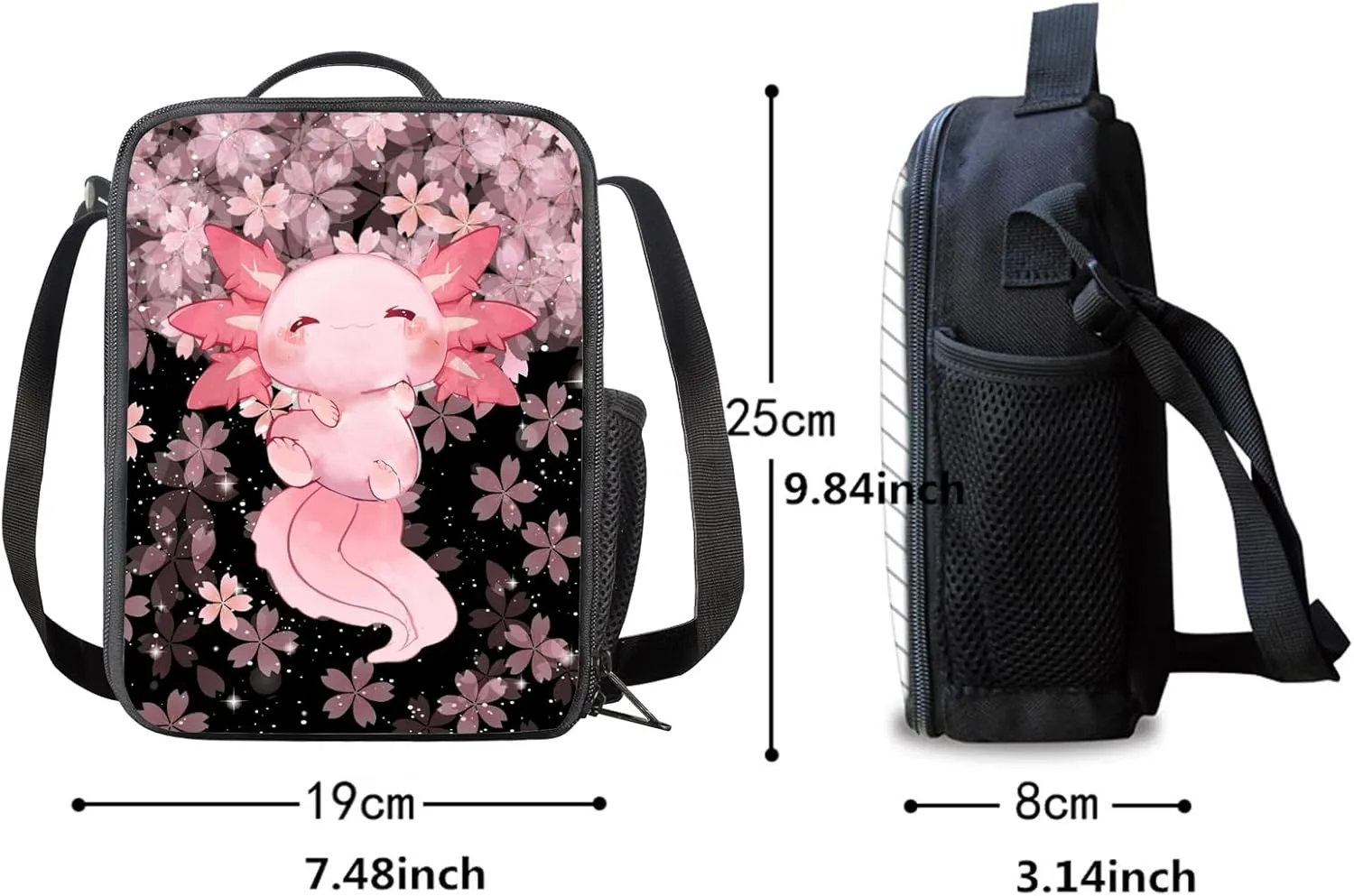 Upetstory Cute Axolotl Backpack for Kids School Bag 4-in-1 Bookbag Set with Lunch Box Pencil Case Water Bottle Sleeve for Teen Girls Boys Schoolbag Elementary Preschool Bookbag Satchel