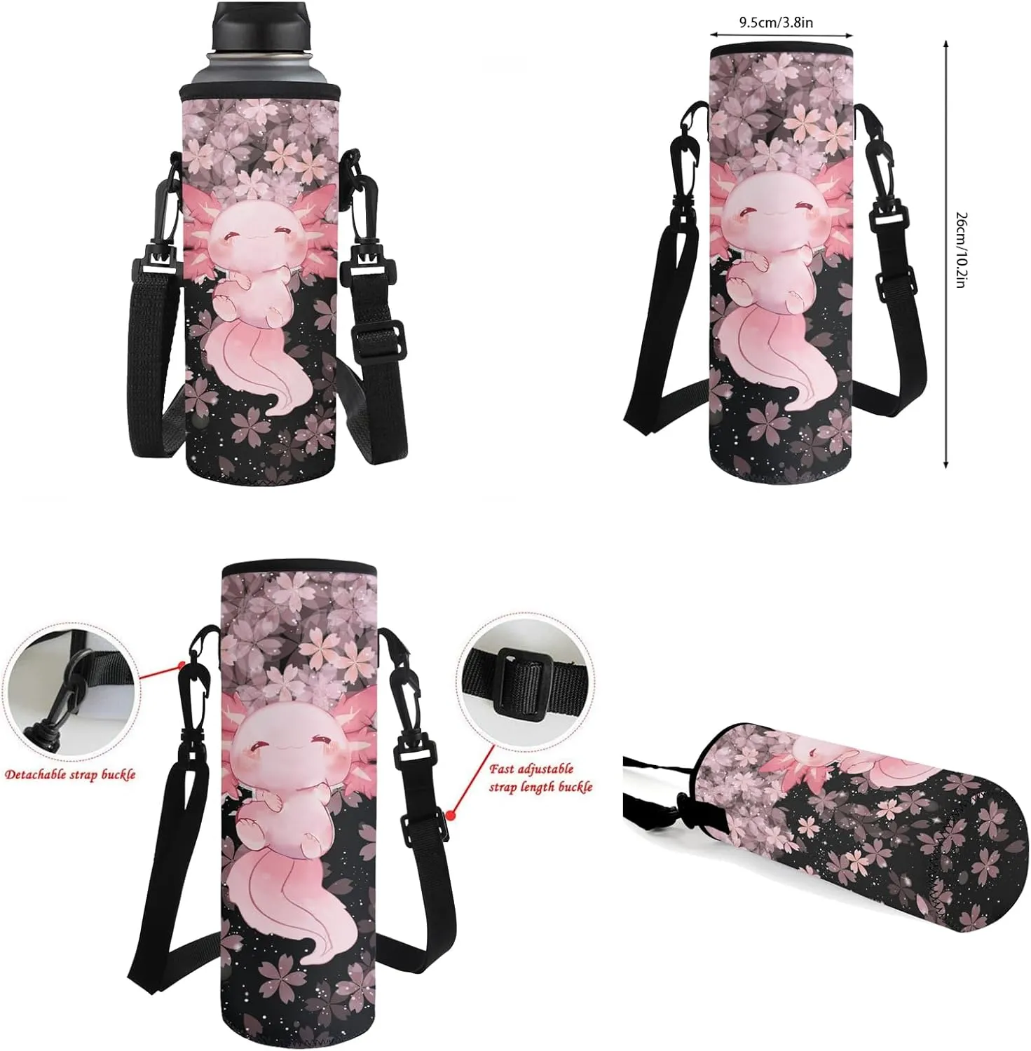 Upetstory Cute Axolotl Backpack for Kids School Bag 4-in-1 Bookbag Set with Lunch Box Pencil Case Water Bottle Sleeve for Teen Girls Boys Schoolbag Elementary Preschool Bookbag Satchel