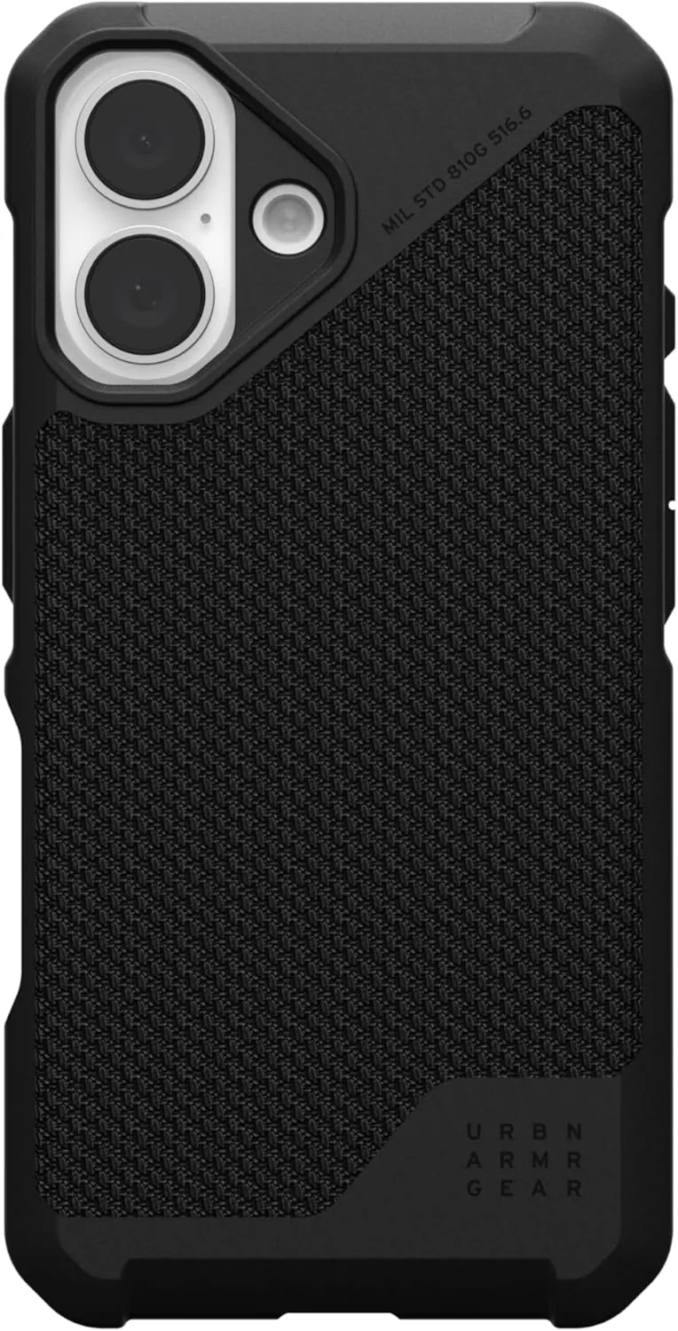 URBAN ARMOR GEAR UAG Designed for iPhone 16 Case Metropolis LT - Compatible with MagSafe Charging Rugged Shockproof Anti-Slip Military Grade Protective Cover, Kevlar Black