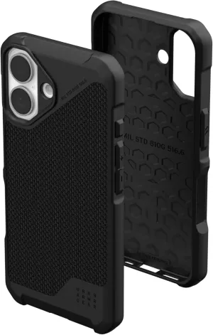 URBAN ARMOR GEAR UAG Designed for iPhone 16 Case Metropolis LT - Compatible with MagSafe Charging Rugged Shockproof Anti-Slip Military Grade Protective Cover, Kevlar Black