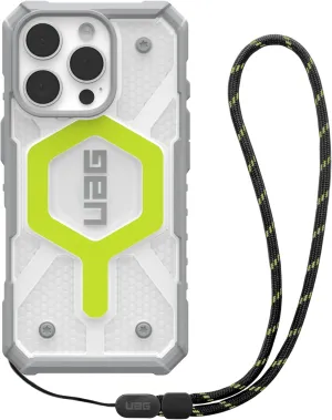 URBAN ARMOR GEAR UAG Designed for iPhone 16 Pro Case 6.3" Pathfinder Clear Active Neon Compatible with MagSafe Charging Rugged Shockproof MIL-Grade Protective Cover   Lanyard Black Neon Bundle Set