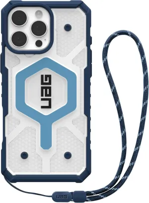 URBAN ARMOR GEAR UAG Designed for iPhone 16 Pro Max Case 6.9" Pathfinder Clear Blues Compatible with MagSafe Charging Rugged Shockproof MIL-STD Protective Cover   Paracord Lanyard Blues Bundle Set