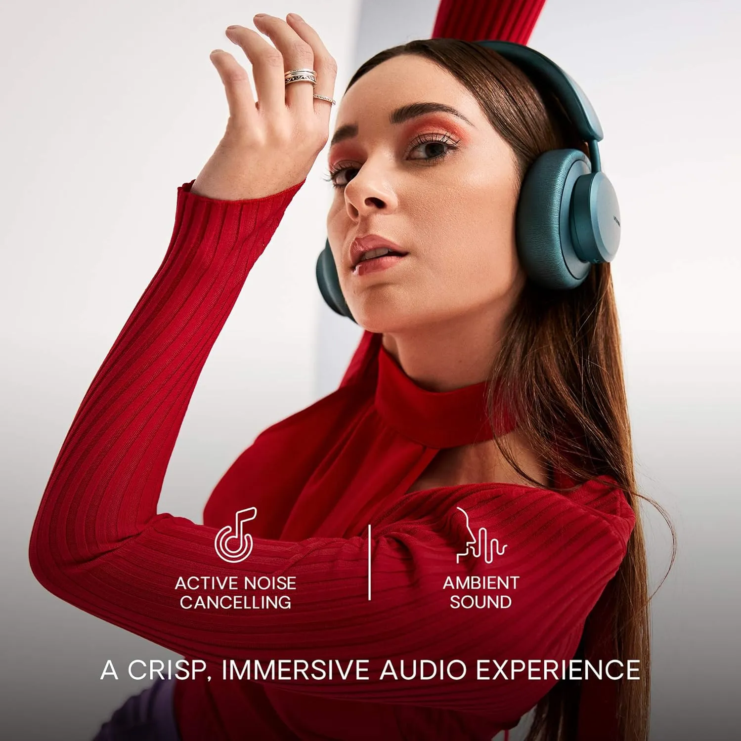 Urbanista Wireless Over Ear Bluetooth Headphones, 50 Hours Play Time, Active Noise Cancelling Wireless Headset with Microphone, On Ear Detection with Carry Case, Miami, White Pearl