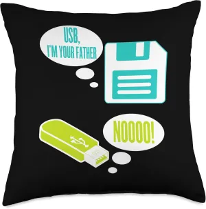 USB, I'm Your Father, Noo! Funny School Costume USB, I'm Your Father, NOO Funny First Day of School Costume Throw Pillow, 18x18, Multicolor