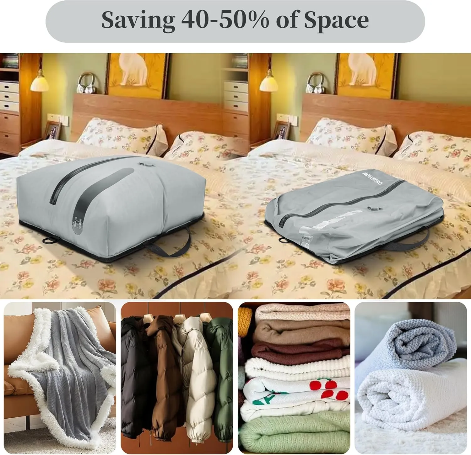 Vacuum Bags for Travel, Professional IP67 Reusable Vacuum Compression Bags for Travel Suitcases and Backpack, Durable Space Saver Bag (1 PACK, No Pump)