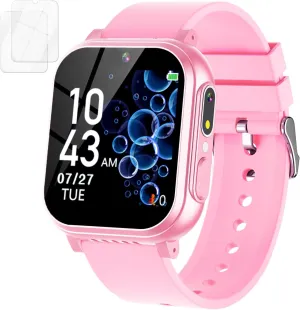 Vakzovy Waterproof Kids Smart Watch Girls, with Dual Camera 32 Game IP67 Music Player Pedometer Alarm Clock HD Touchscreen Educational Toys Birthday Gift for Girls Ages 6 7 8 9