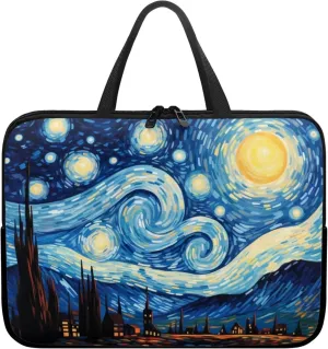 Van Gogh Starry Night 17 Inch Laptop Sleeve Portabe Laptop Cover Computer Tote Bag Tablet Carrying Case with Handle,Notebook Sleeves Messenger Briefcase for Travel/Business/Work