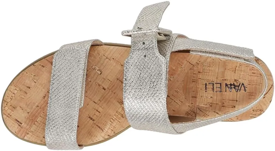 VANELi Womens Nelly Metallic Slingback Casual Sandals Casual Low Heel 1-2" - Silver