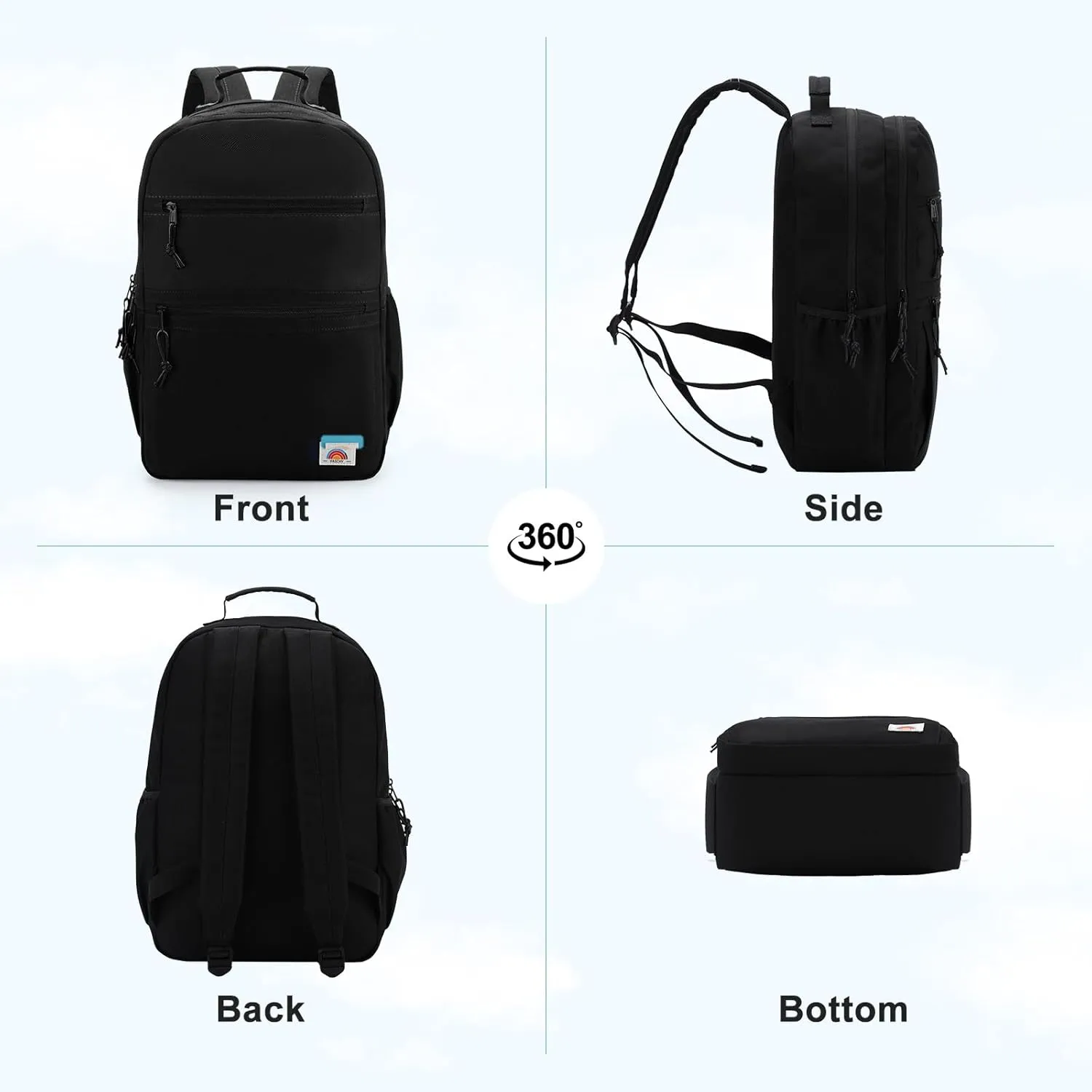 VASCHY School Backpack, Lightweight Classic Cute Aesthetic Bookbag Daypack for Teen Boys Girls Traveling/Gym/Middle School Black