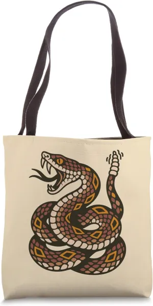 Venomous Rattlesnake Old School Tattoo Flash Rattle Snake Tote Bag