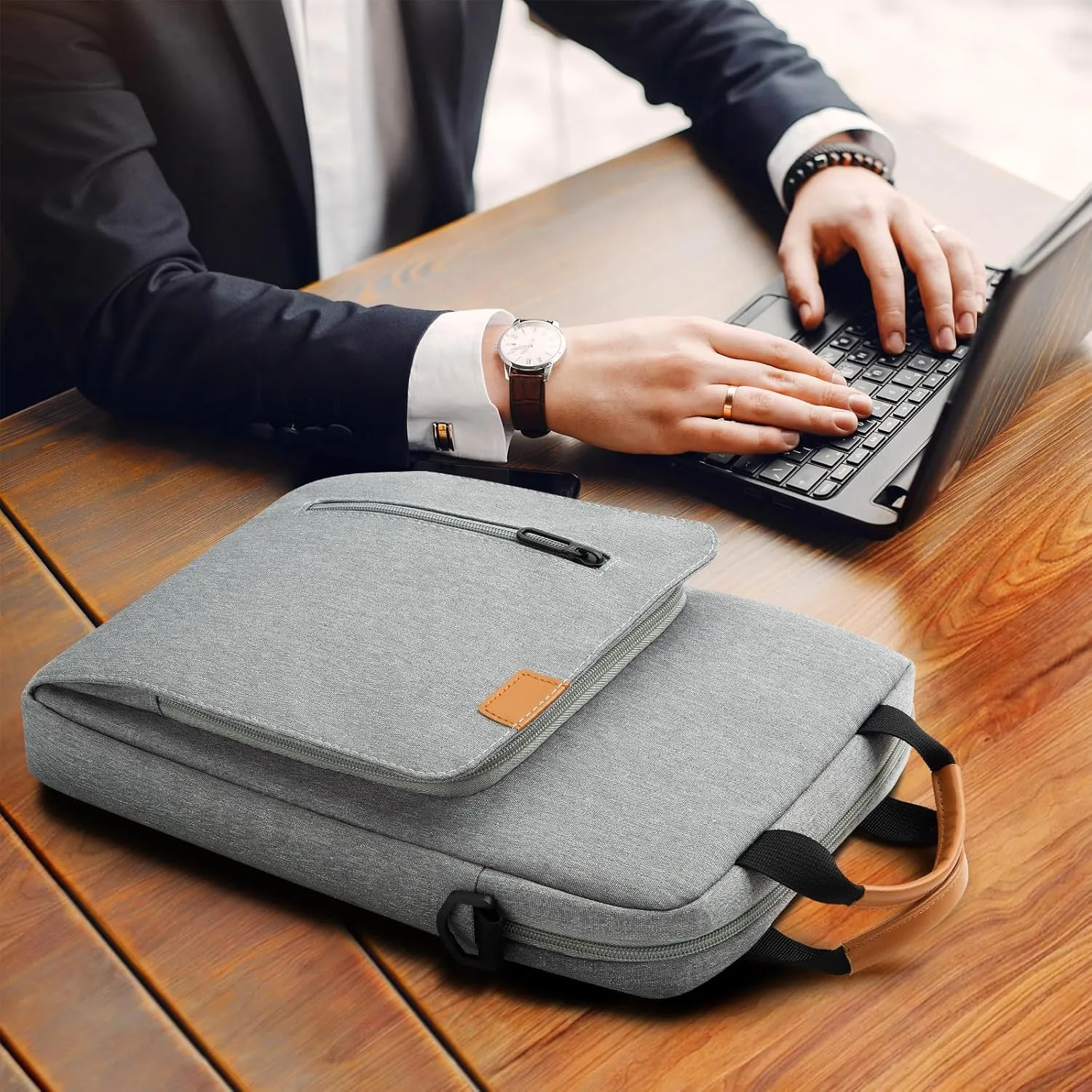 Vertical Laptop Case Computer Bag for 13-13.3 Inch MacBook Air/Pro Computer Notebook, Waterproof Protective Lightweight Laptop Computer Cover Bag, Gray