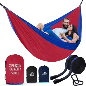 Vigel Camping Hammock - XL Double 500 Lb Capacity - Durable Nylon - Portable Tree Swing - Outdoor Hammock for Camping, Travel, Hiking, Accessories