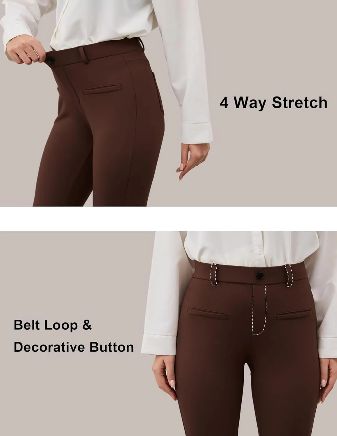 VIMPEP Fleece Lined Dress Pants for Women High Rise Flare Soft Feeling Pull On Work Yoga Pants for Cold Weather 1102