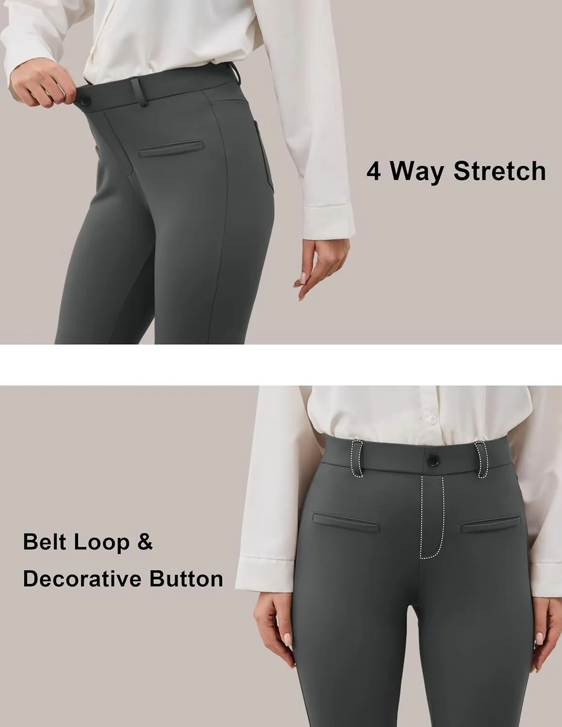 VIMPEP Fleece Lined Dress Pants for Women High Rise Flare Soft Feeling Pull On Work Yoga Pants for Cold Weather 1102